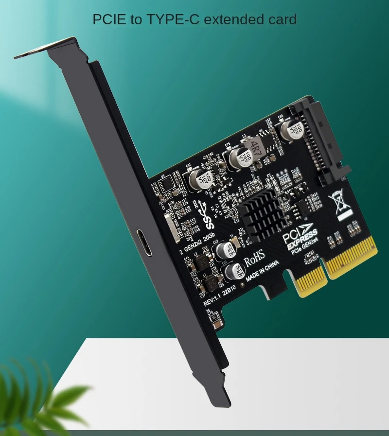 PCI Express PCIe to Type-C Expansion Card 4X USB 3.2 Gen2X2 20Gbps