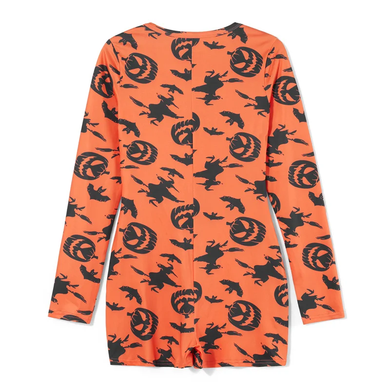 Ensemble de pyjama d'Halloween pour femme, imprimé Aliments de dessin animé, boutons, col en V, manches longues, coupe couvertes, combinaisons, shorts, vêtements de nuit doux, vêtements de détente