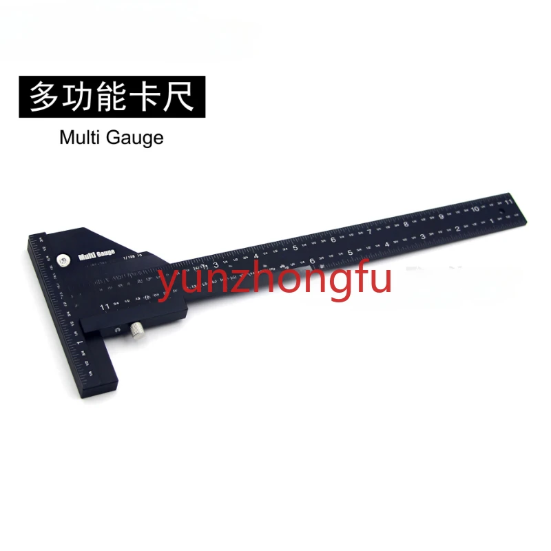 

Woodworking Multi-Functional Lineation Ruler Aluminum Alloy T-Shaped Scriber Measuring Scale