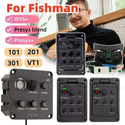 Classic Acoustic Guitar EQ Tuner Piezo Pickup Onboard Preamps Equalizer Mic Blend Preamp for Fishman ISYS+ 101/201/301/VT1