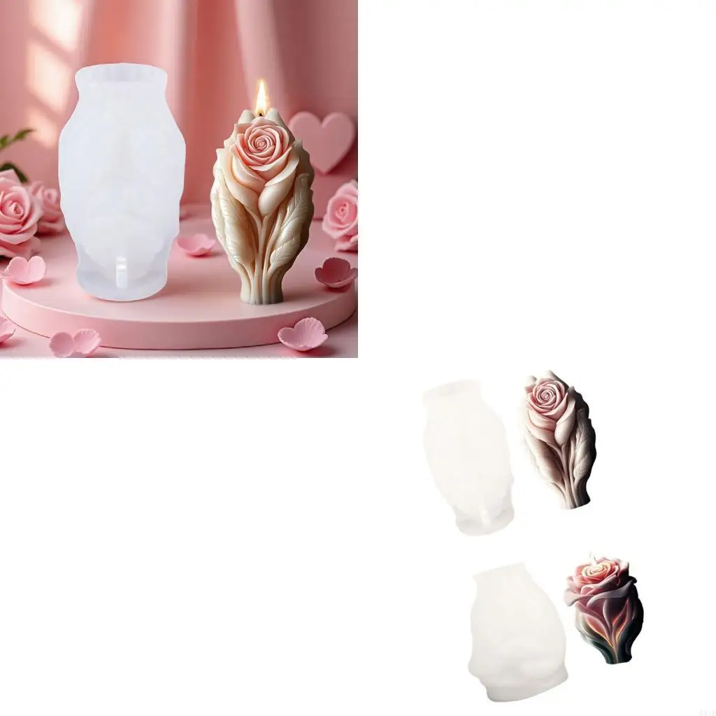 2Pieces Heat Resistant Silicone Heart Rose Making Mold Crafting Tool