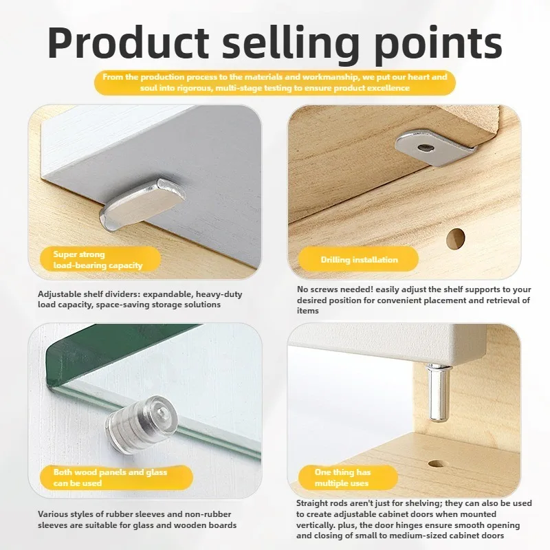 20Pcs Movable Layer Board Support Cold Rolled Steel Nickel Plating Wardrobes Closet Partition Panel Holder Furniture Hardware