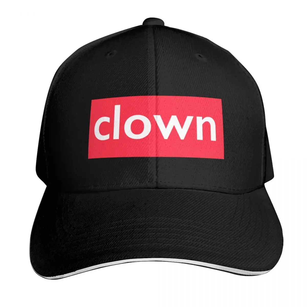 The word clown on a red background. Baseball Cap Luxury Cap Horse Hat Rave Military Cap Man Men Women's
