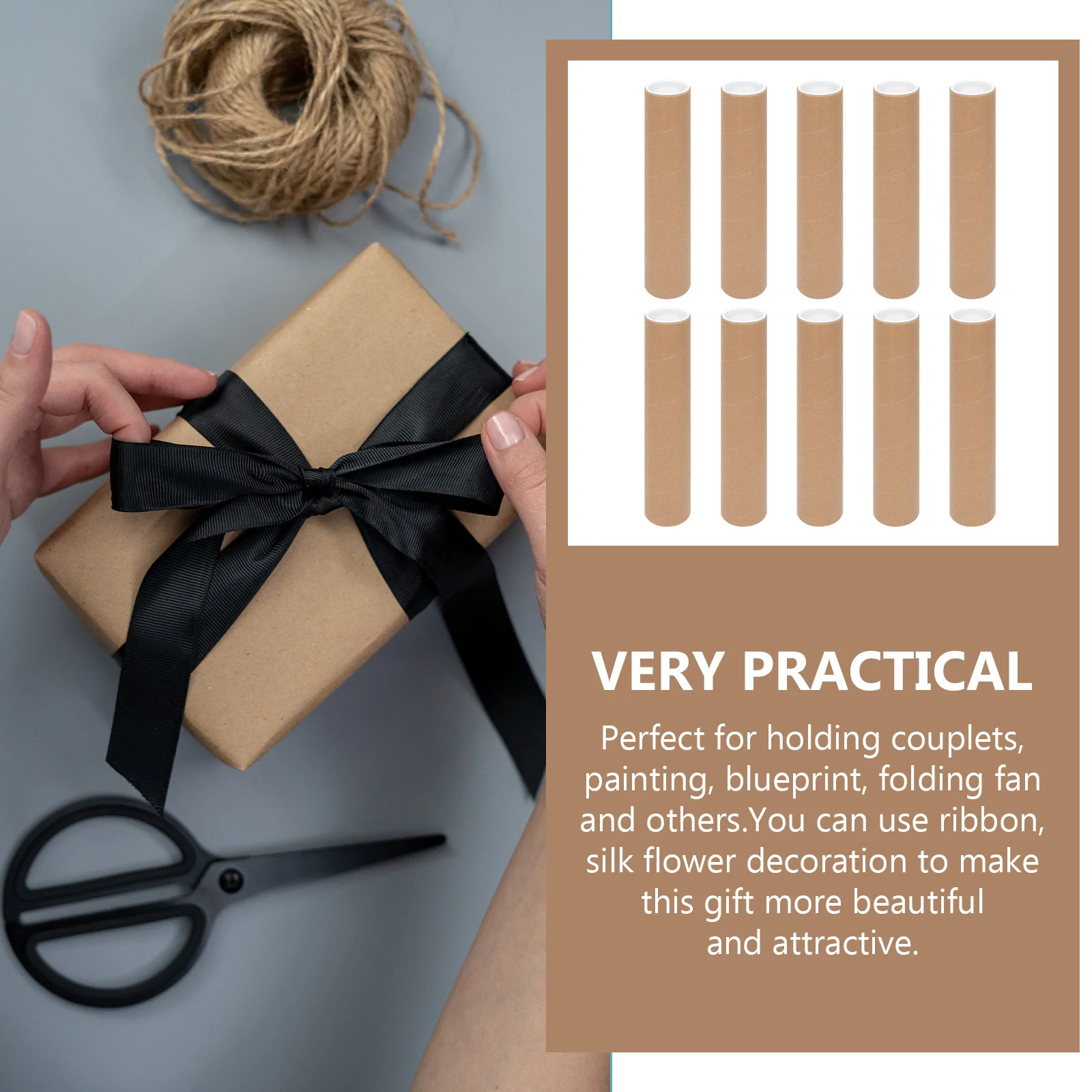 Scatola cilindrica per tubo di stoccaggio per pittura calligrafica da 10 pezzi per distici di Capodanno Confezione regalo Pratica carta d'arte cinese