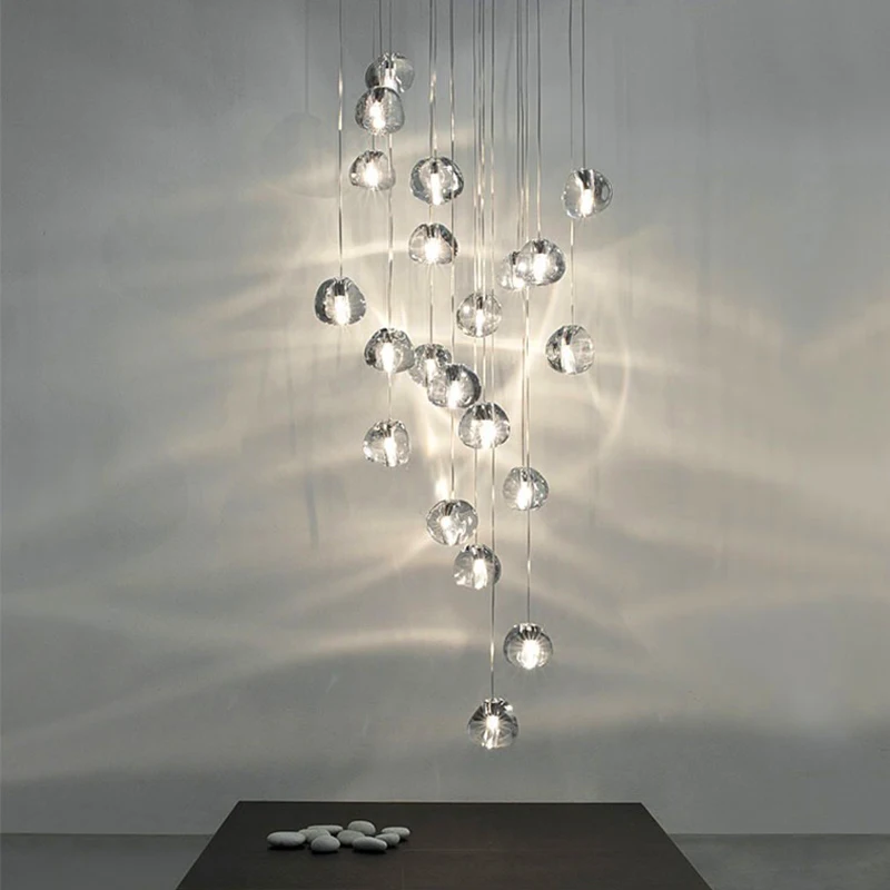 Imagem -03 - Modern Crystal Chandelier For Home Decoration Stair Pendant Lamp Living Room Pendant Lights Iluminação Interior