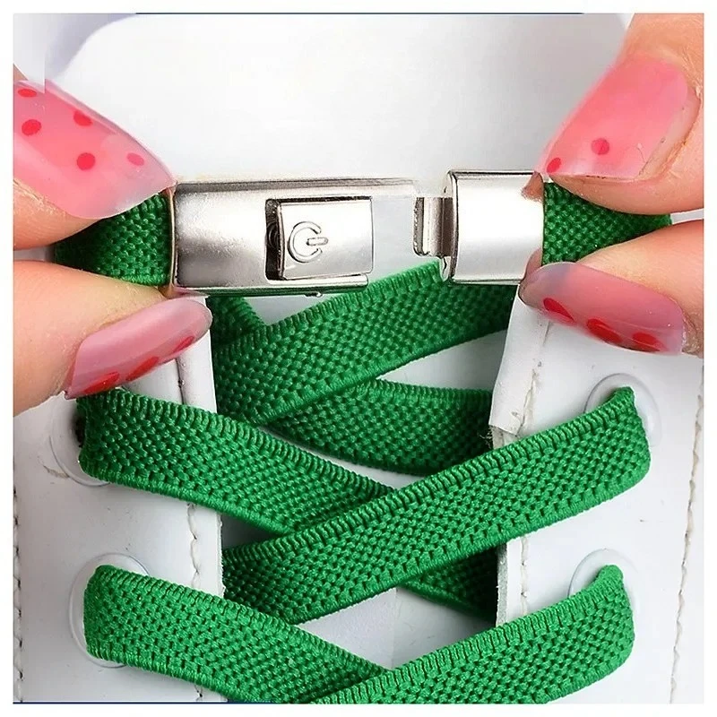 New No Tie Shoe Laces Press Lock Shoelaces Without Ties Elastic Laces Sneaker Kids Adult 8MM Widened Flat Shoelace for Shoes