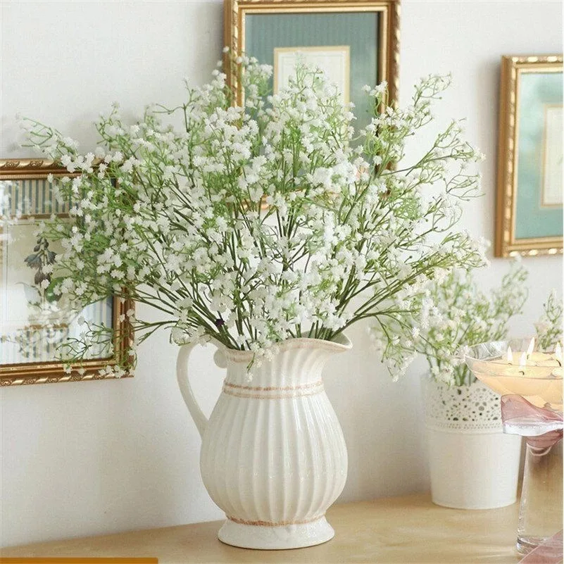 1Pc Gypsophila Bouquets 30cm Artificial Mantianxing Babysbreath Fake Flowers For Wedding Living Room Decor DIY Home Party(White)