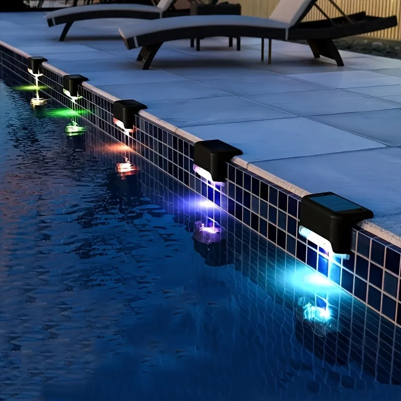 

16 Pack Outdoor Step Solar Lights Deck Waterproof for Patio Fence Step Yard Stair RGB Color Changing LED Outside Christmas Decor