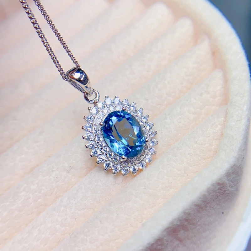 Natural Topaz pendant necklace for women silver 925 jewelry luxury gem stones 18k gold plated free shiping items