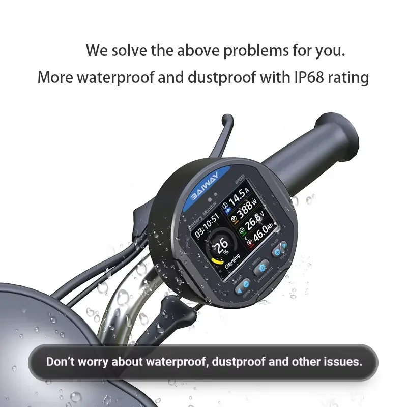 TR24 IP68 Waterproof Battery Monitor 8-100V 0-500A Charge Discharge Voltage Capacity Indicator Tester for General Motors