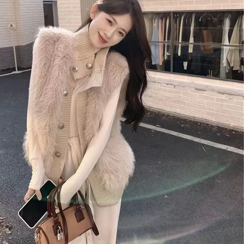 2023 Soft Sticky Vest New Winter Edition Imitation Mink Long Hair Sleeveless Sweater for Outer Wear