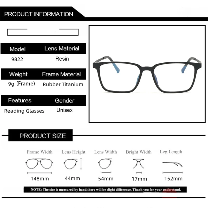 Ultralight Rubber Titanium Retro Square Frame Optical Reading Glasses Men Fashion Office Anti Blue Light Presbyopia Eyeglasses