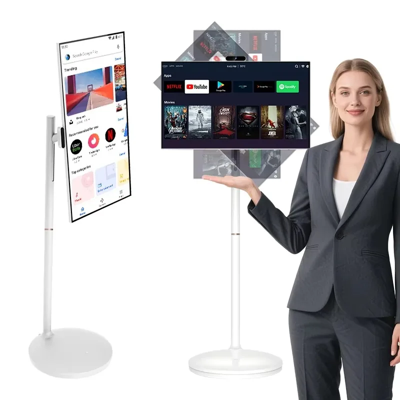 2025 novo digital inteligente android 27 Polegada display de tv branca com luz de fundo led tela de toque capacitiva portátil smart tv