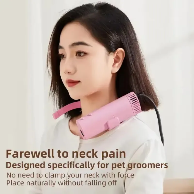 

Convenient Hand Free High Speed Quiet Pet Cat Dog Hair Blower Neck Pet Hair Dryer with Support