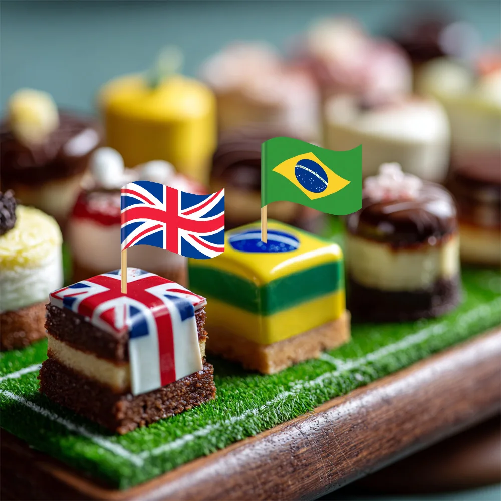 48-teiliges Fußball-Match Themen-Deko-Set Tortendekoration USA UK Nationalflaggen Party-Zubehör Kuchen-Dekorations-Accessoires – Detail 19