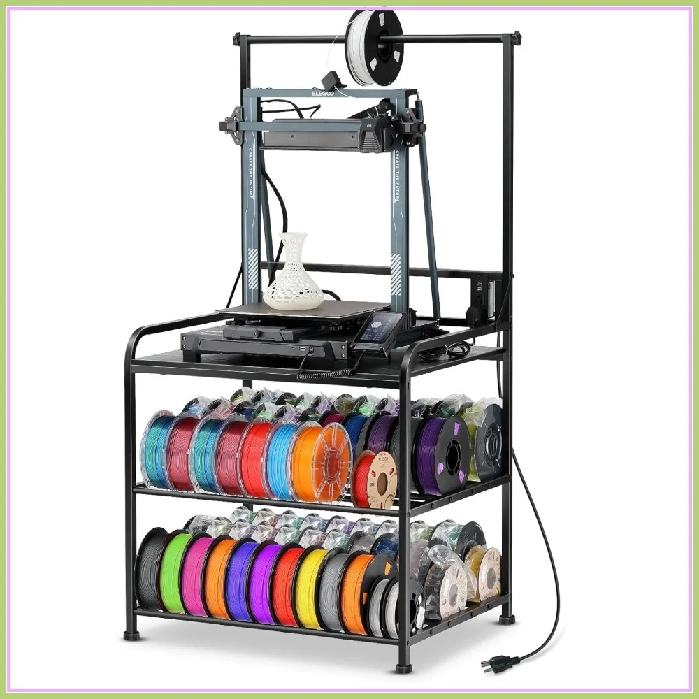 

3D Printer Filament Rack with Wheels, Heavy Duty Spool Holder Storage Cart for PLA ABS PETG, Garage Office Workshop