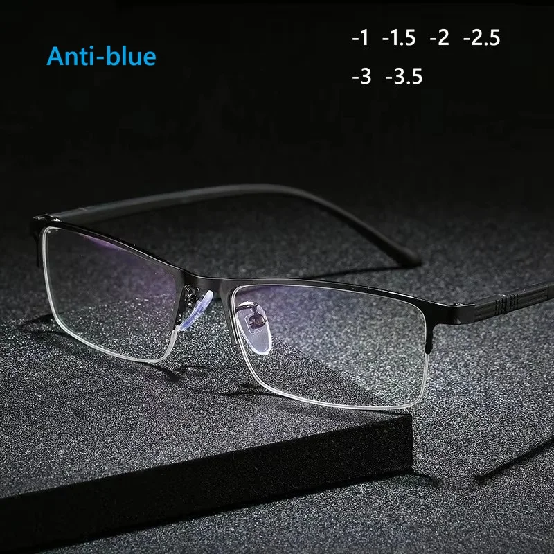 Vintage Herren Business Halbmyopie-Brillengestell 2026 Anti-Blaulicht Nahsichtbrille Unisex-Brillen -1 -1.5 -2 -2.5 -3.5