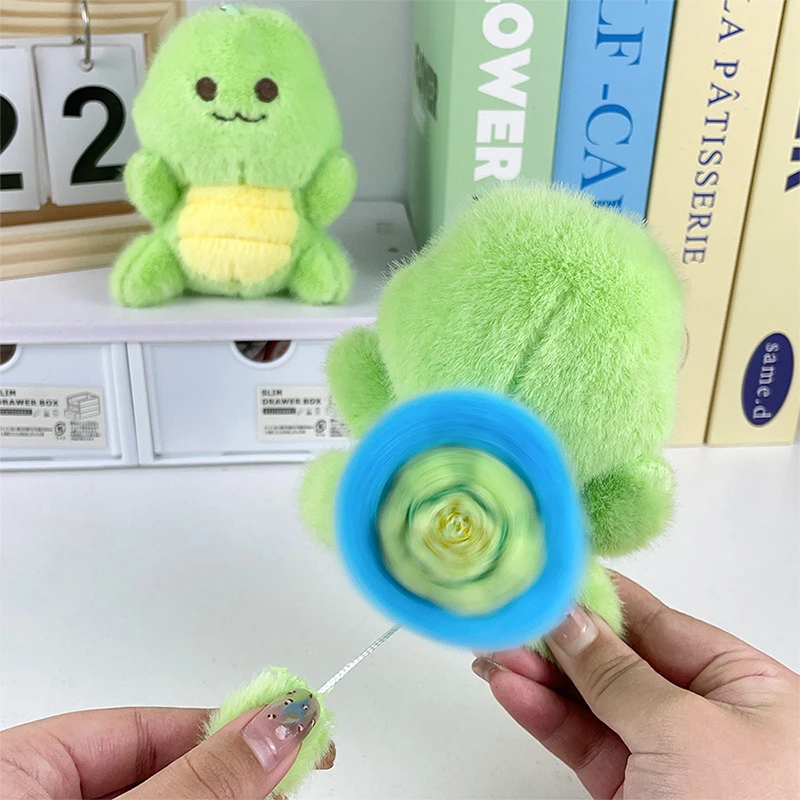 Creative Lucky Turtle Plush Keychain Cartoon Stuffed Animal Doll Keyring Rotatable Turtle Shell Plush Toy School Bag Pendant