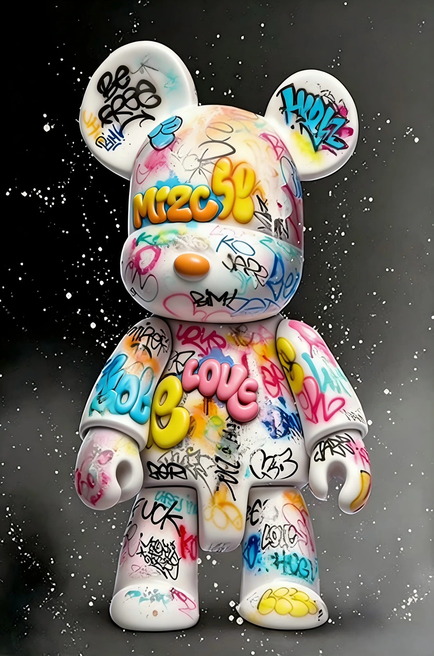 1pc Frameless Graffiti Bearbrick Frameless Canvas Painting - Colorful Street Art Wall Decor for Bedroom Living Room