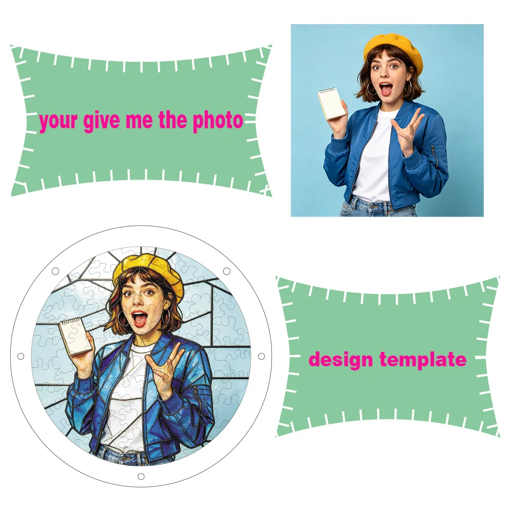 Personalized Photo Acrylic Jigsaw Puzzle Suncatcher Custom Text Stained Glass Style Window Hanging Ornament DIY Home Decor Gift - view 6