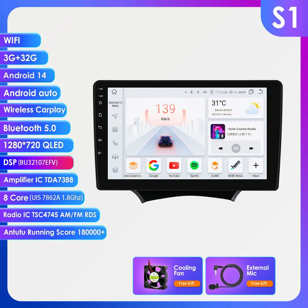9" 2DIN Carplay Android 14 autoradio voor Ford KA 2008 2009 2010 - 2014 multimediaspeler GPS stereo 360 CAM intelligentiescherm