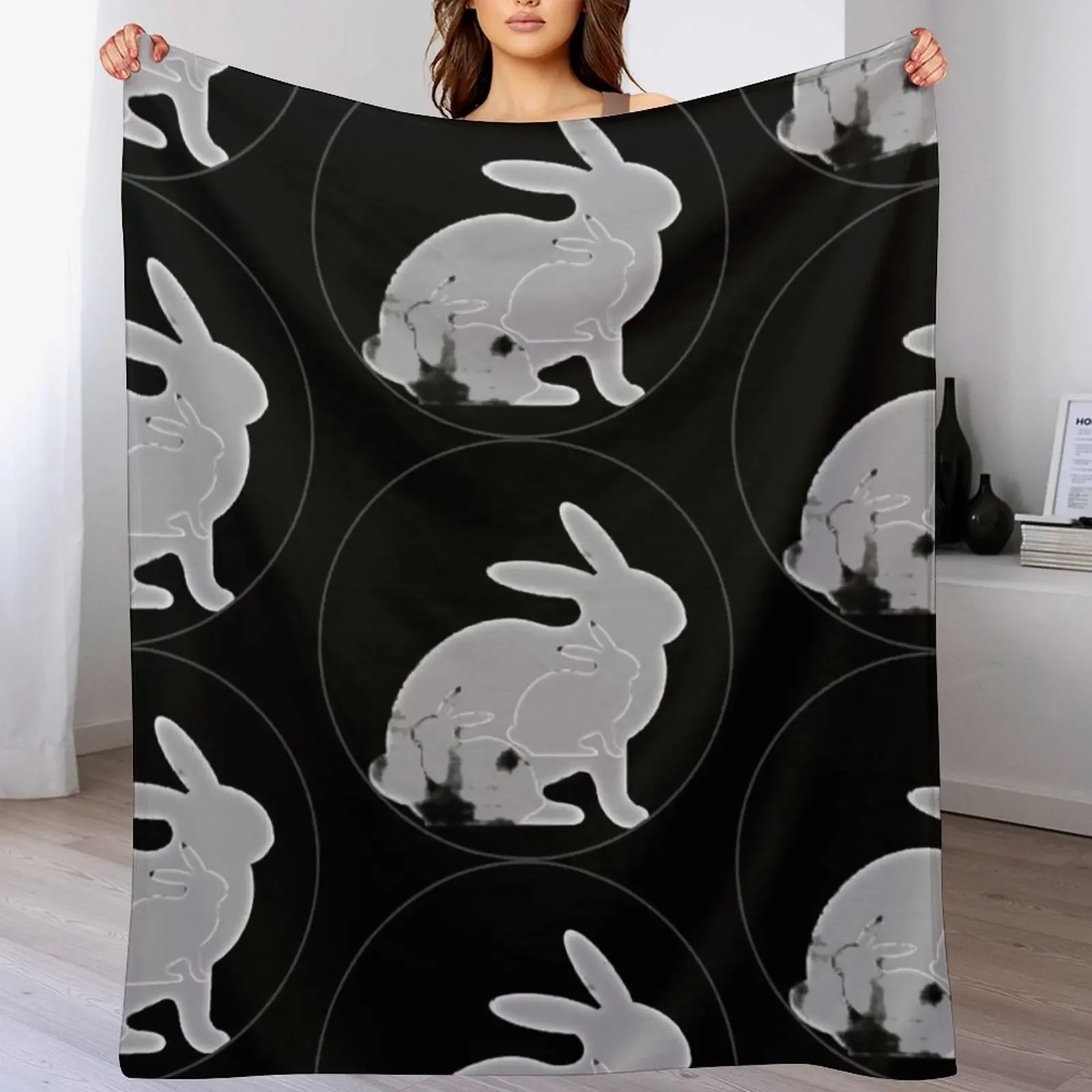 Grunge Rabbit Triads Throw Blanket Stylish Warm Blanket for Living Room Bedroom