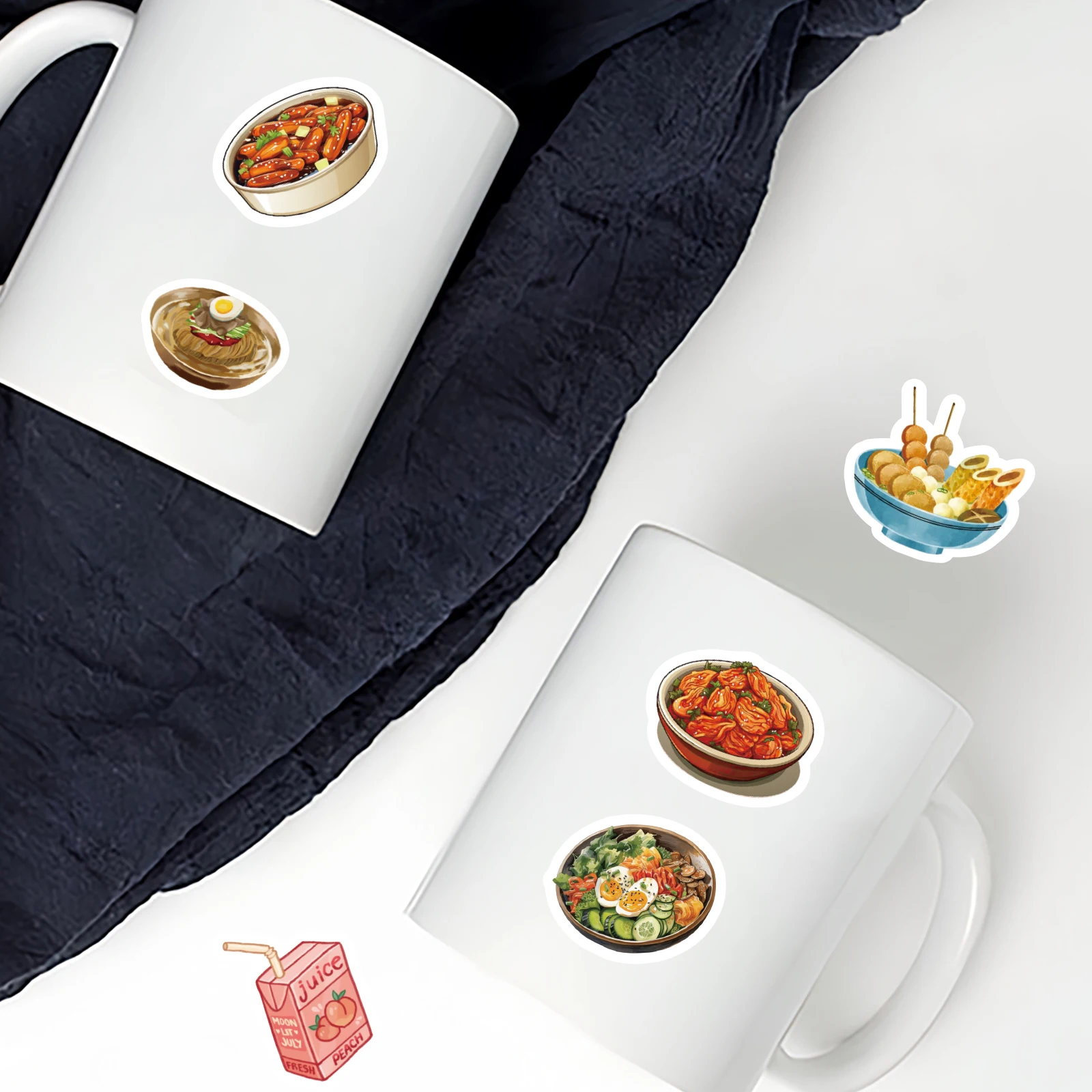 46 ชิ้นอาหารเกาหลีรูปแบบสติกเกอร์สําหรับโน๊ตบุ๊ค, ขวดน้ํา, กระเป๋าเดินทาง, เทศกาลอาหาร, ร้านอาหาร, สติกเกอร์เด็ก