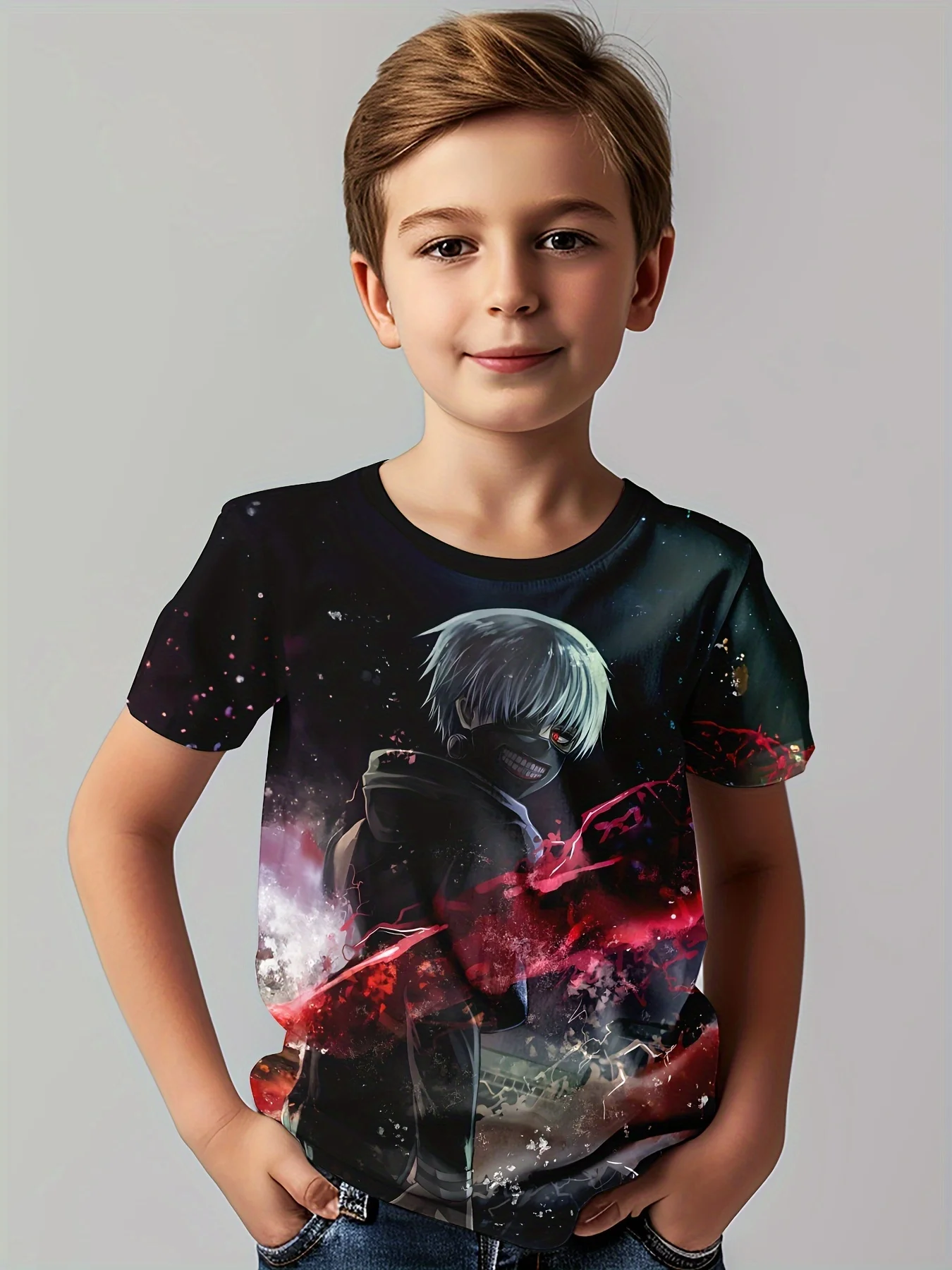 

3D Anime Boys Tshirt Oversized Streetwear American Style Cosplay Party Top Round Neck Stretch Cotton Tee For Men Graphic Shirt