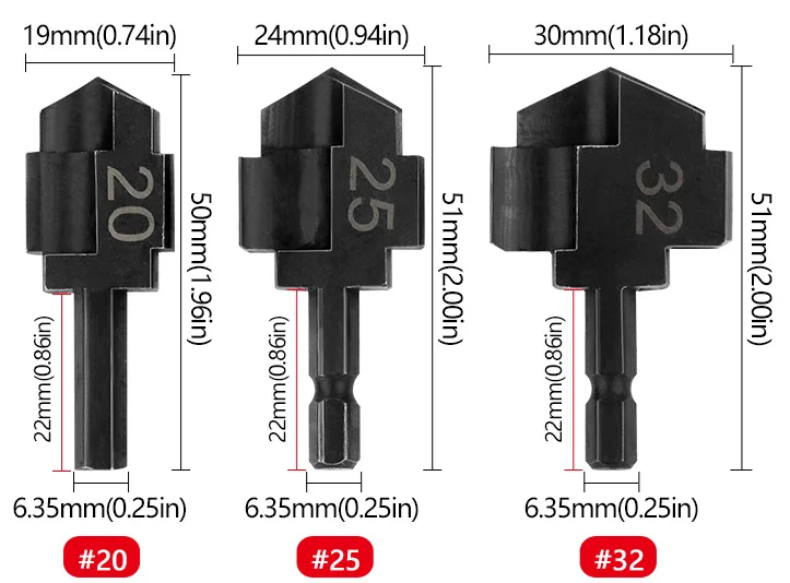 

Расширительная дрель для водопроводных труб, пробойник 20/25/32 мм, полный открытый процесс, 3 шт., сверло с шестигранным хвостовиком PPR