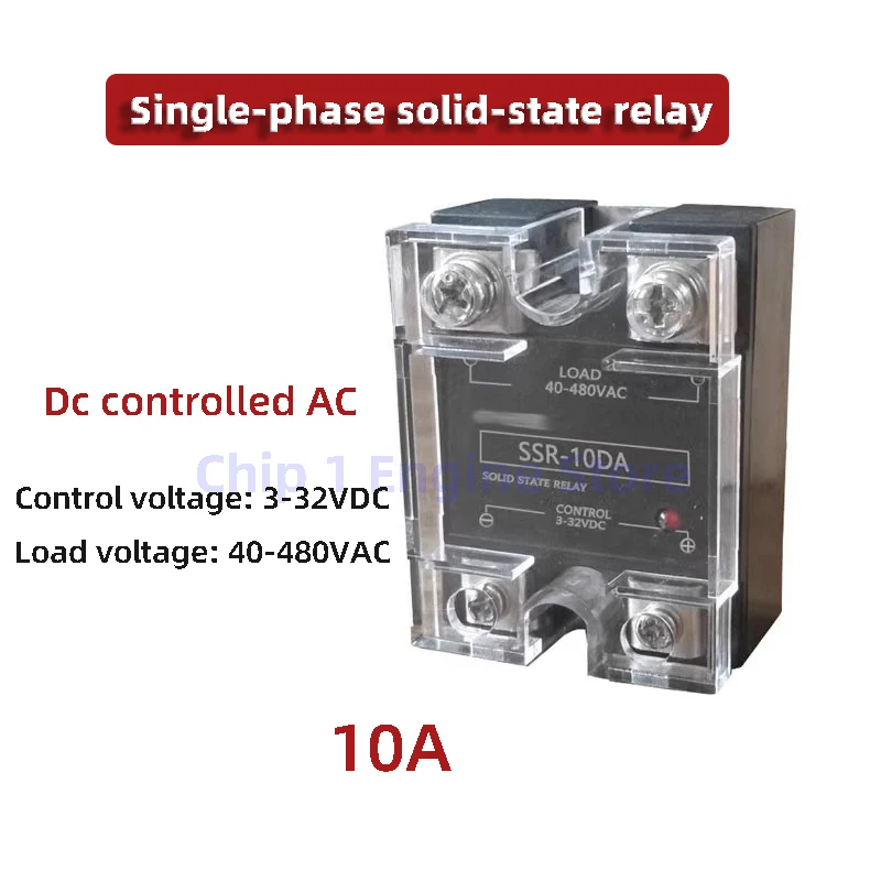 Single-phase solid-state relay SSR-10DA 15DA 25DA 40DA 50DA 60DA 80DA 90DA 100DA 120DA 150DA 180DA  DC 12V 24V control AC 220VAC