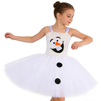 Snowman Olaf Costume for Toddler Girls Christmas Halloween Holiday Fancy Clothes White Snow Man Cosplay Kids Cartoon Tutu Dress
