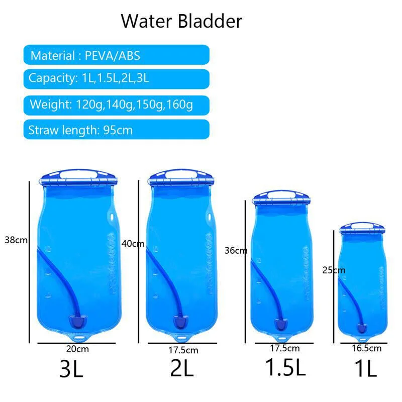 ウォーターブラダー-ハイドリンクバックパック,容量1.5l,2l,3l,ランニング用