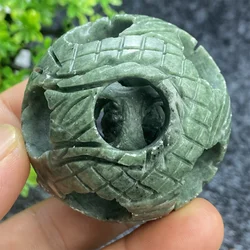4-5cm Random Hair Natural Quartz Handcrafted Exquisitely Carved Jade Sphere Three-layer Hollow Ball Office Aquarium Home Decor G