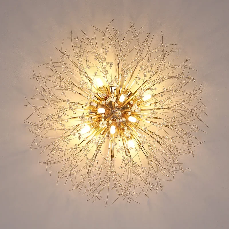 Imagem -06 - Nordic Modern Dandelion Ceiling Light Romantic Crystal Light Quarto Sala de Jantar Sala de Estar Firefly Fireworks Lighting 2024