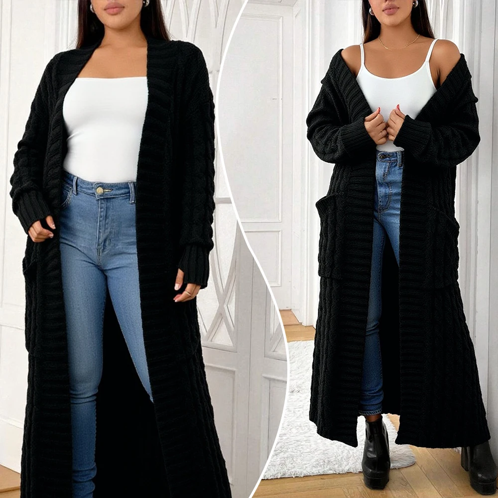 

Long Cardigan Women Jacket Autumn Kintted Winter Crochet Loose Long Sleeve Spring Sweater Warm Jumper Causal Cardigans
