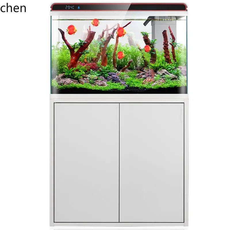 

XL ultra-white glass large bottom filter fish tank aquarium ecological small tank