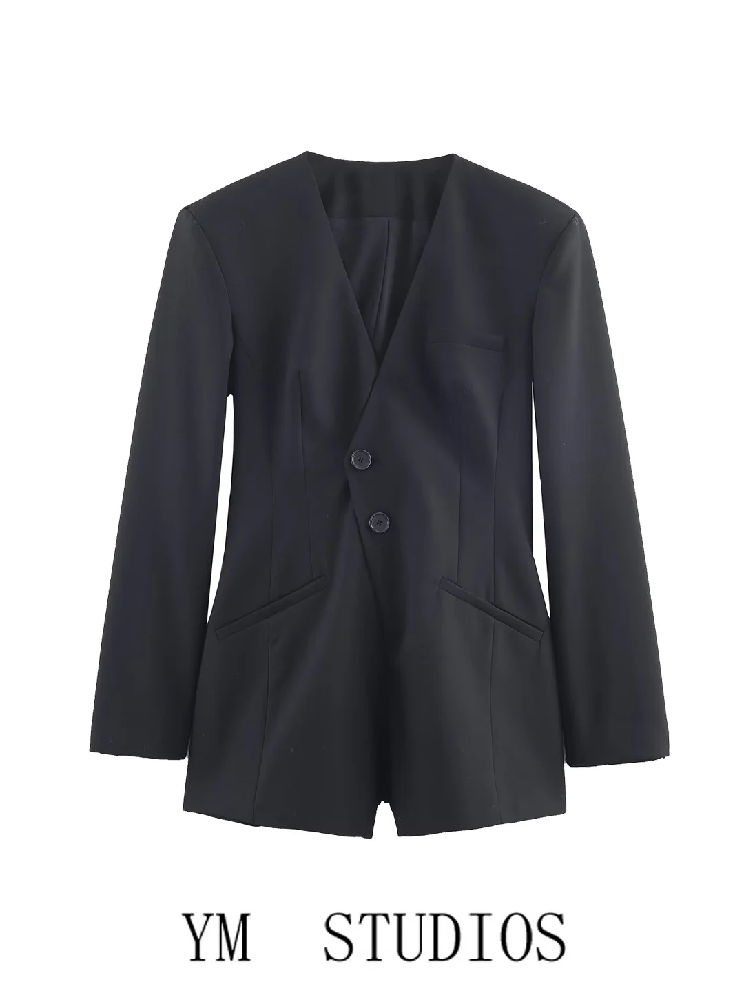 Women's Suit Style One-Piece Pants V-Neck Asymmetrical Hem Long Leg Slimming mid Waist Short Pants Commute Straight Leg