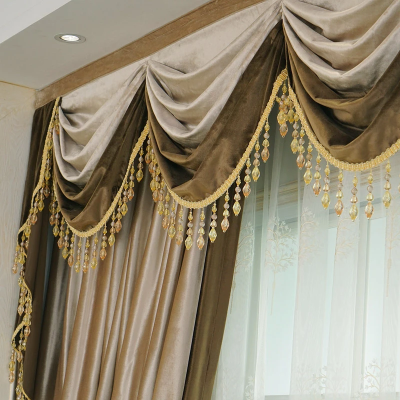 European High-end Champagne Gold Curtains Grand Palace Luxury Curtains for Bedroom Italian Velvet Soft Friendly Simple Curtains