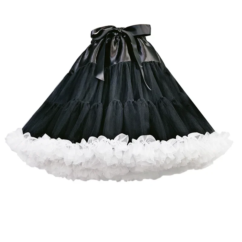 Feminino elástico curto petticoat inchado tutu tule saia princesa multi-camada multi-cor ballet dança pettiskirts underskirt