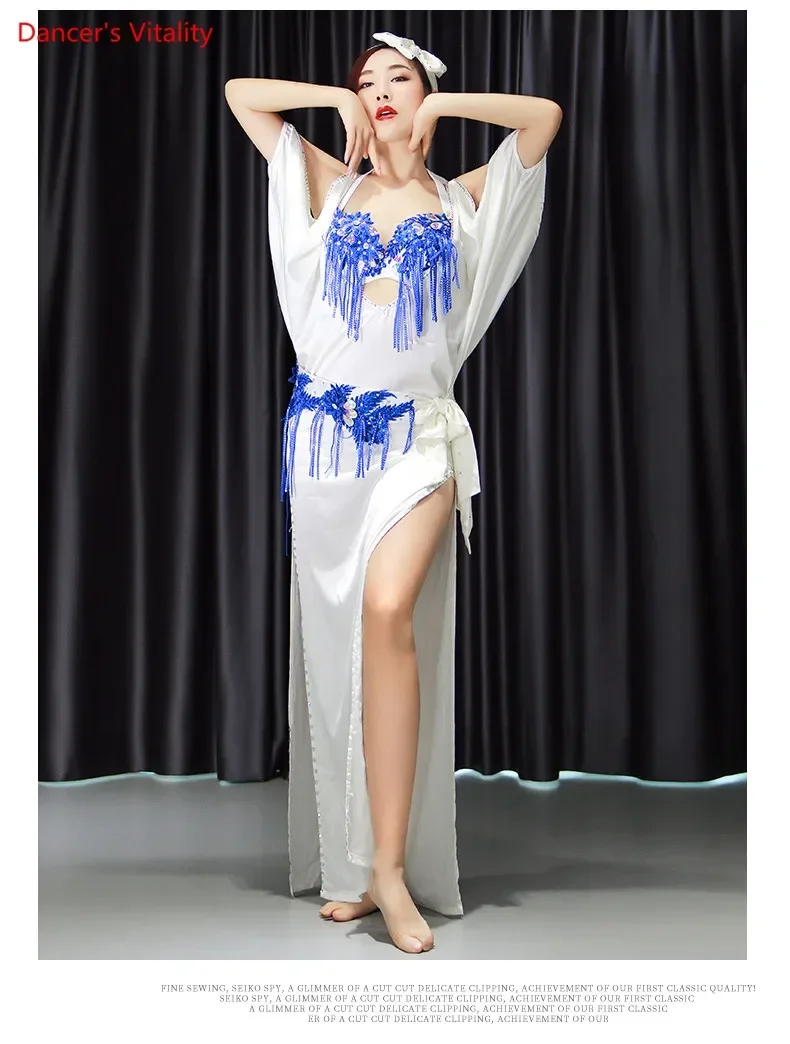 Women Belly Dance Group Competition Dress Slap-Up Diamond Bra Strap Robe Battery Set Oriental Indian Dance Performance Dresses