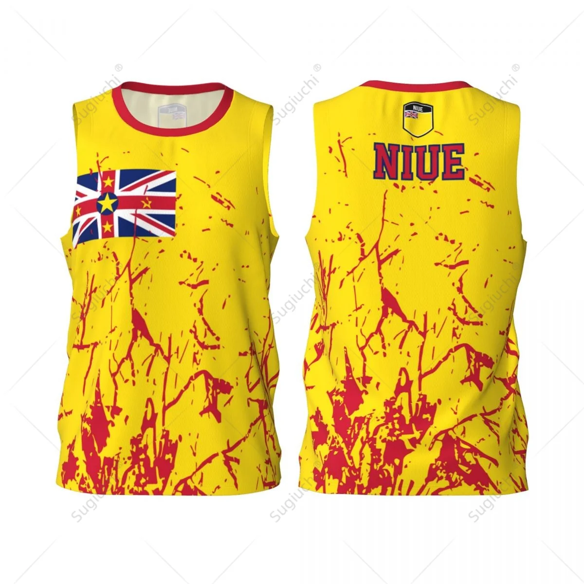 Men Basketball Sports Niue Flag Running Fitness Multifunction Sleeveless shirt Custom Name Nunber Exclusive