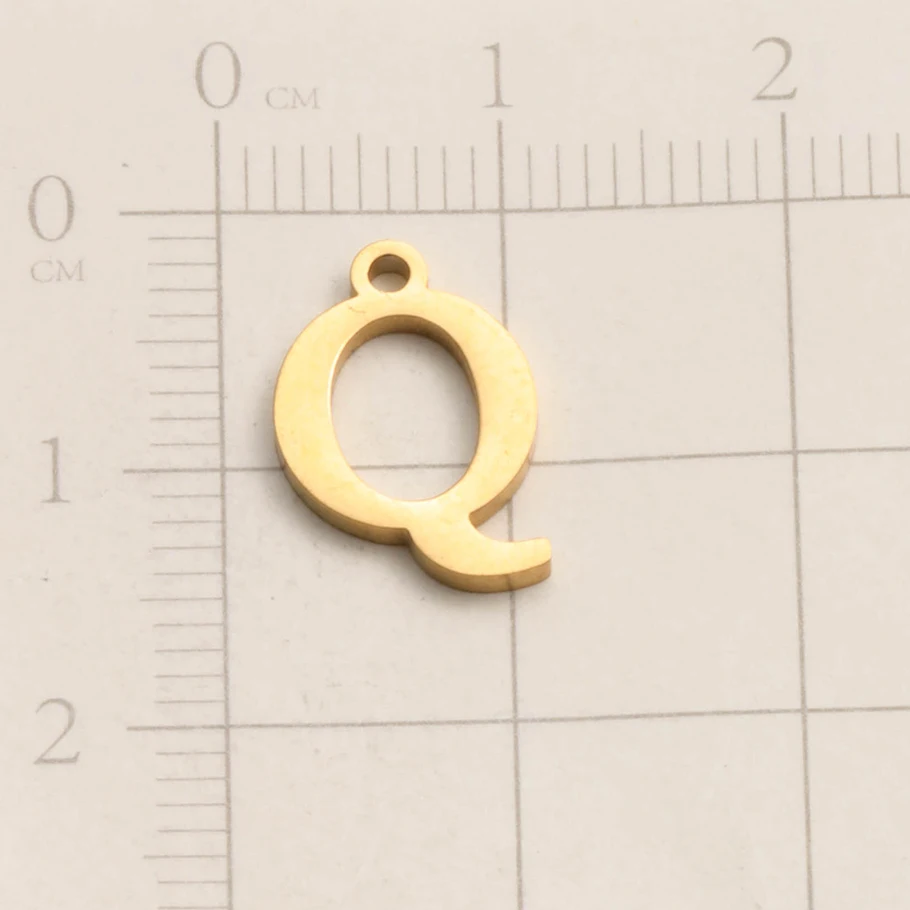 Echt vergoldeter Anhänger mit englischen Buchstaben, kleine A-Z Initialen-Charms für Schmuckherstellung, DIY-Namensanhänger aus Edelstahl, Geschenk. – Detail 19