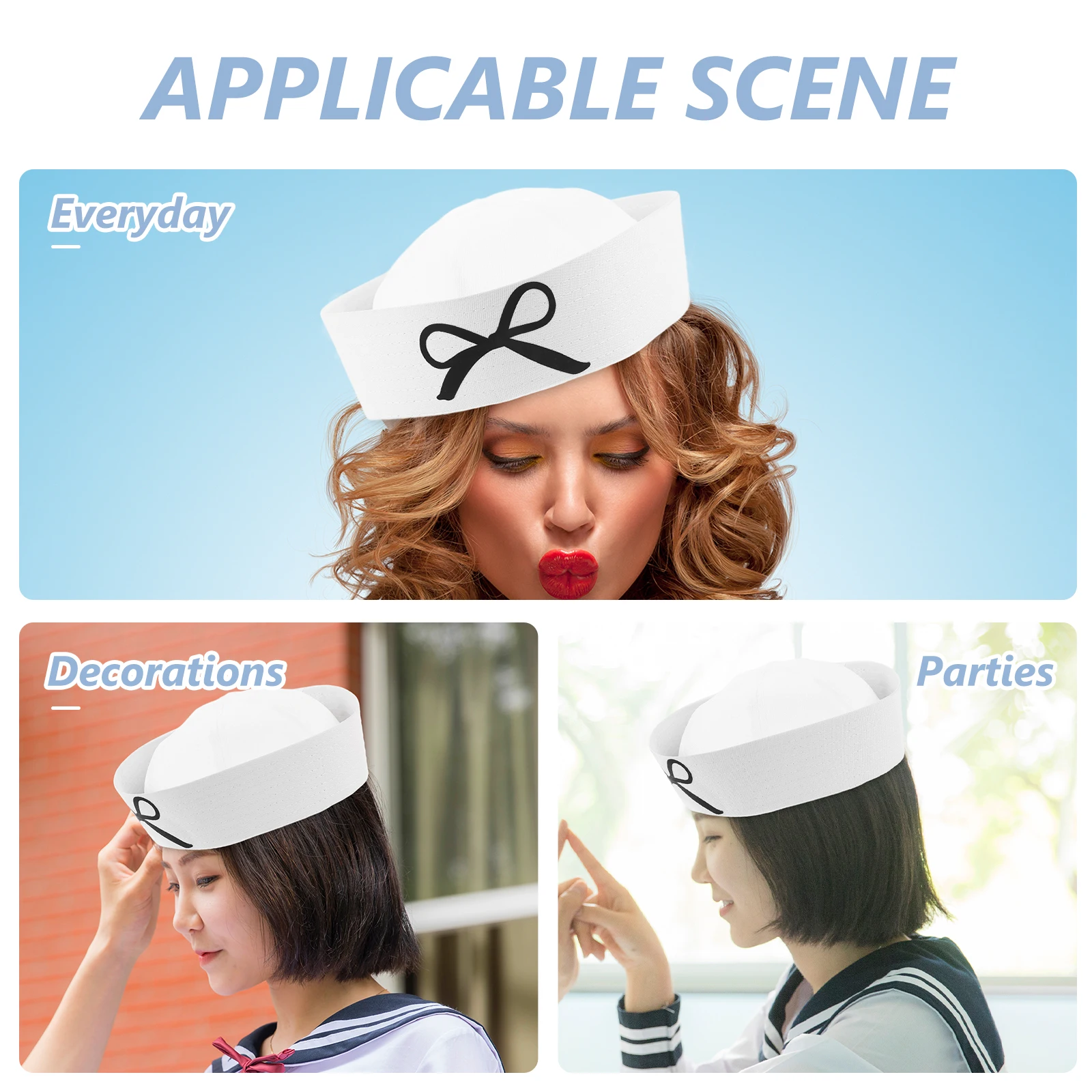 

Adjustable Hat Bowknot Decorative Costume Hat Boating Sailor Cosplay Hats for Men Women Elegant Fashionable Clothing for Party