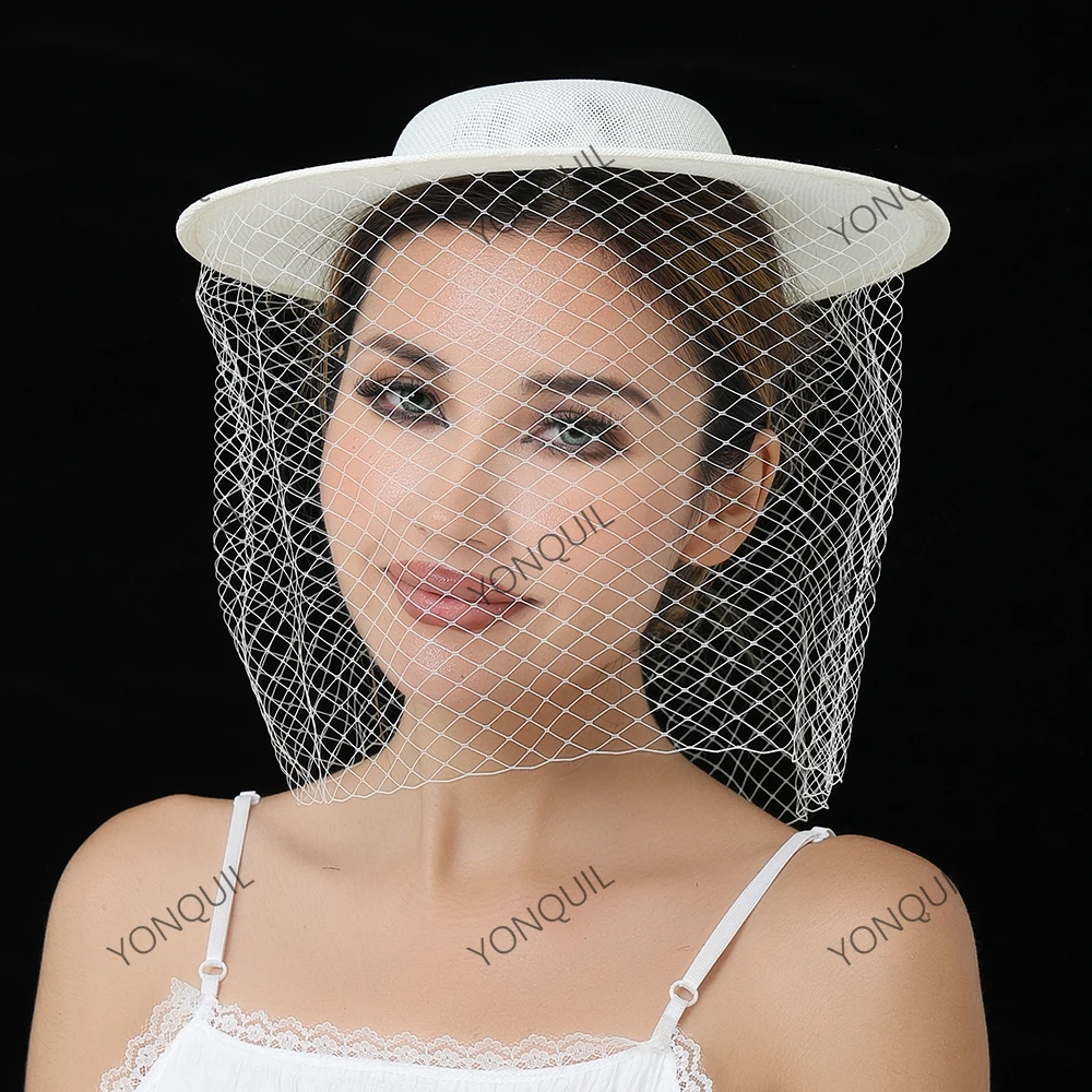 30CM Big Party Hat for Women Ladies Vintage Derby Headpiece Wedding Fascinator Base Chapeau Accessories for Occasion Marriage