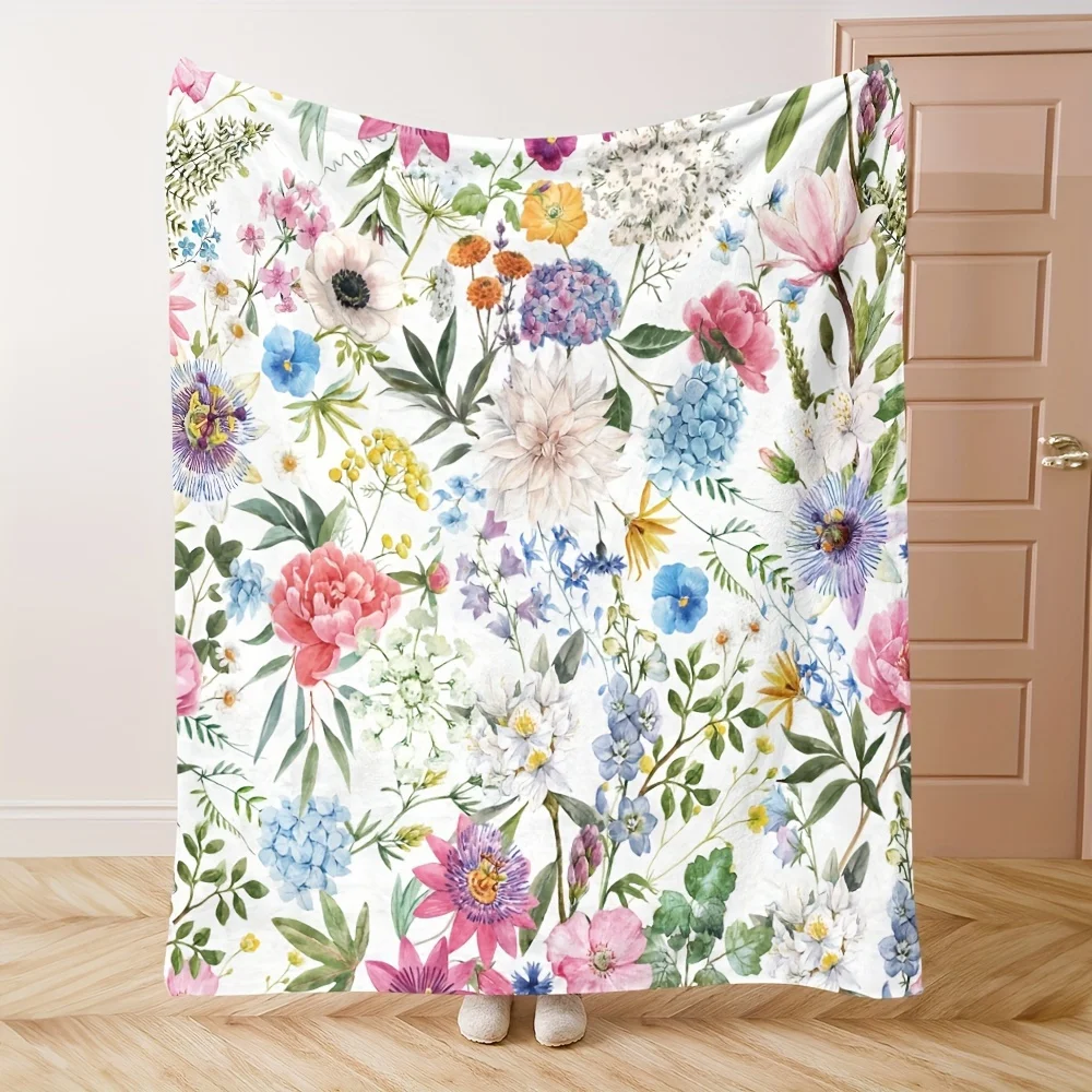 

1 Super Soft Floral Blanket - Cozy Nap and Travel Companion, Sofa, Bed and Office, Machine Washable
