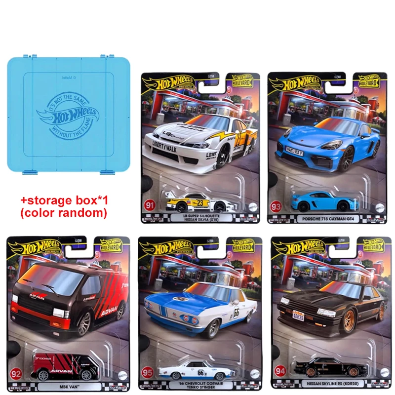 Original Hot Wheels Premium Car Boulevard Toys for Boys 1/64 Diecast Nissan Silvia Skyline Porsche 718 Chevrolet Corvair MBK VAN