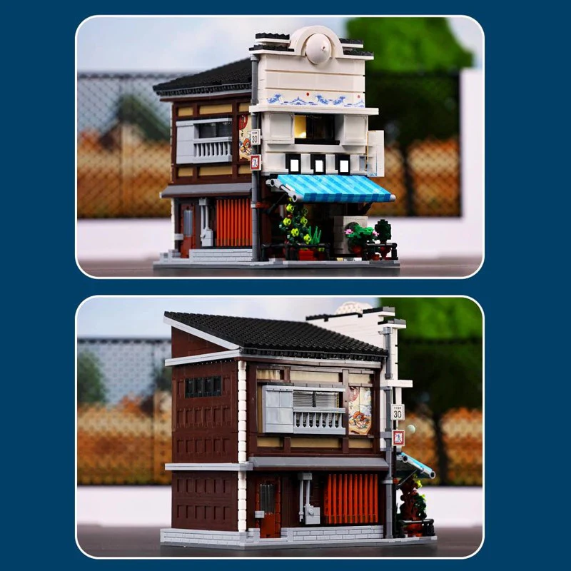 日本の寿司屋レストランビルディングセット 1665 個アパートストアモデルモジュラービルディングブロック大人クリスマスおもちゃギフト