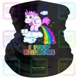 Unicorn Rainbow I Poop Woman'S Girls Pink Horn Class Fun Black Bandana Balaclava Scarf Neck Gaiter Mouth Cover