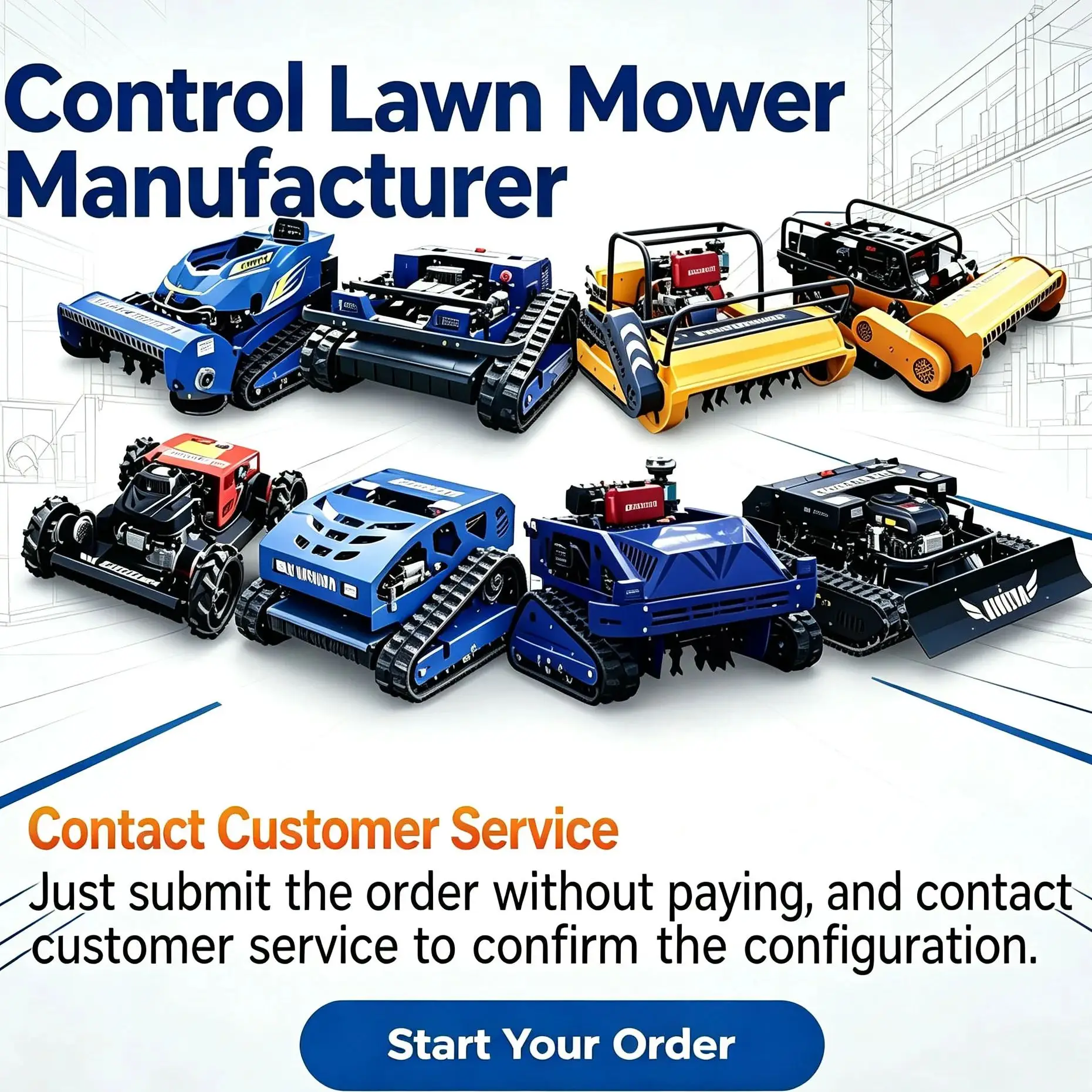 Customizable Remote Control Lawn Mower Grass Cutting Machine Four-Stroke Cycle All-Terrain CE Certified