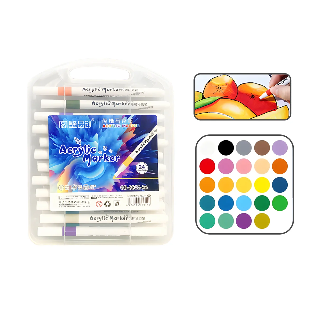

24 Colors Paint Markers Paint Pens, Acrylic Markers Brush Tip for Rock Painting, Wood, Canvas, DIY Crafts Making